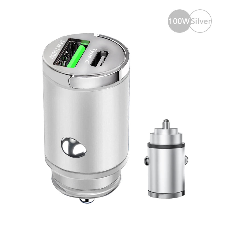 100W Mini Car Charger Lighter Fast Charging for iPhone QC3.0 Mini PD USB Type C Car Phone Charger for Xiaomi Samsung Huawei - Image 9