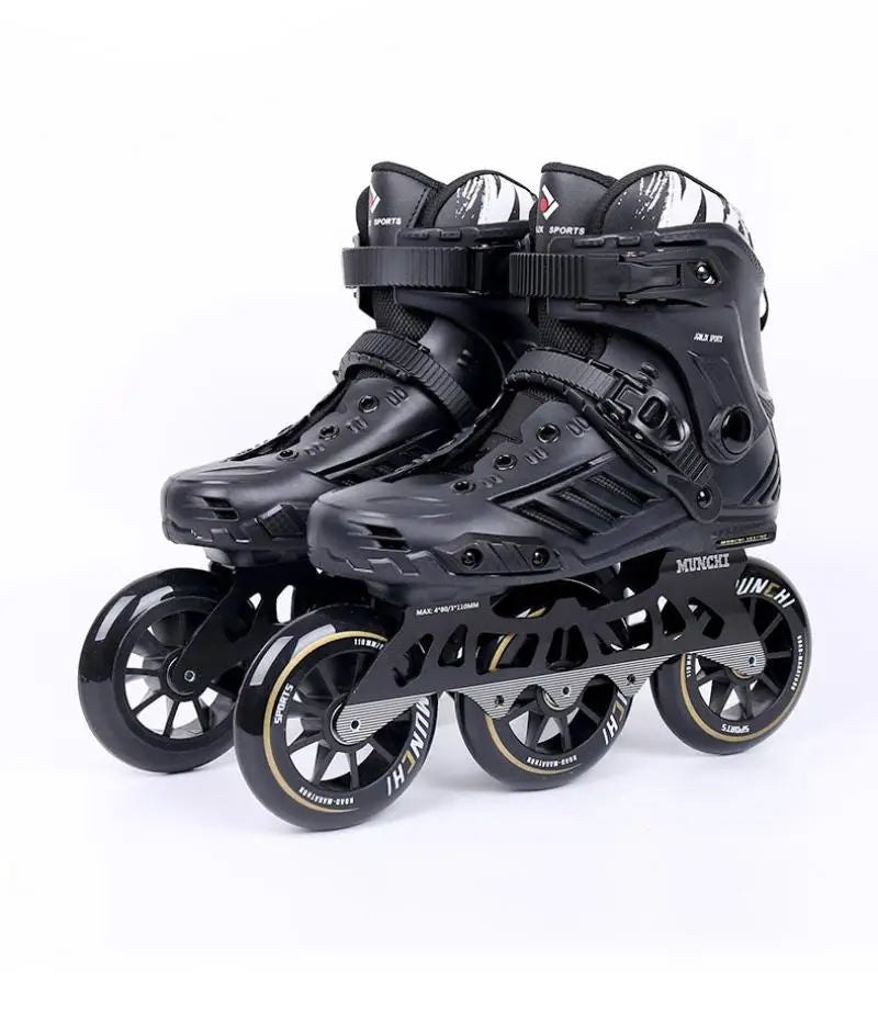 3 Wheels Professional Roller Skates Adult Youth leisure Inline Skating Shoes Figure Skating Black Sneakers Shoes size 36-46 - Image 4
