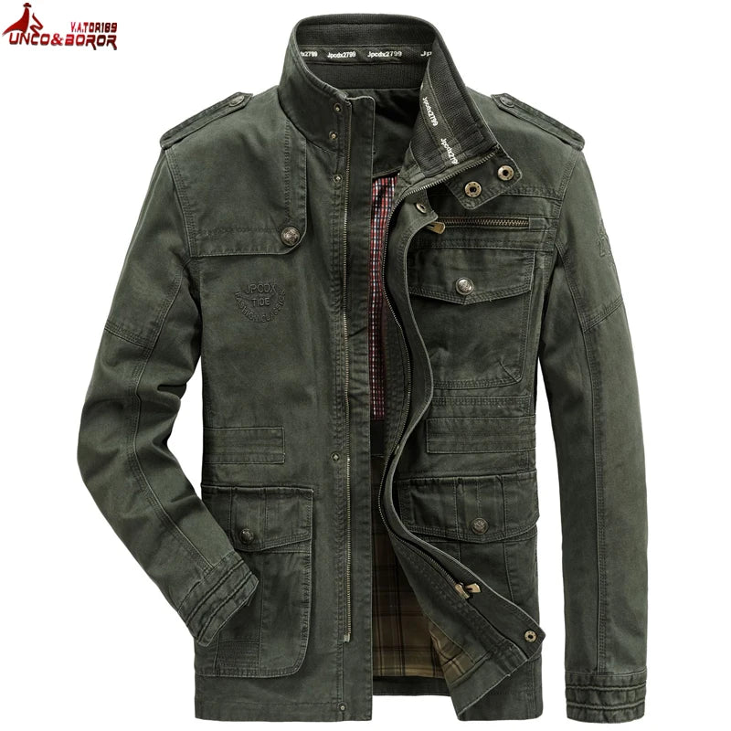 Autumn winter Jacket Men Pure Cotton Business Casual Cargo Jackets Army Military Motorcycle Bomber Coats Male Jaqueta Masculina
