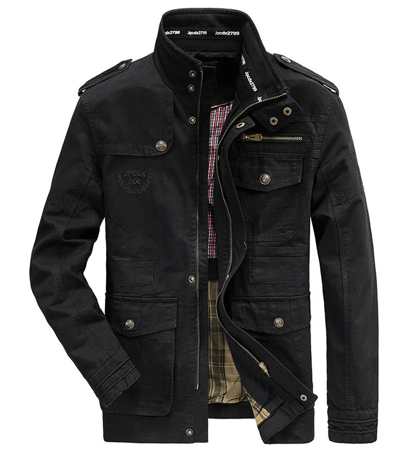 Autumn winter Jacket Men Pure Cotton Business Casual Cargo Jackets Army Military Motorcycle Bomber Coats Male Jaqueta Masculina - Image 2