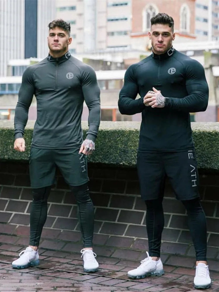 Men's 3-Piece Skinny Fitness Tracksuit Set: Long Sleeve Sportswear + 2-in-1 Cycling Leggings - Image 8