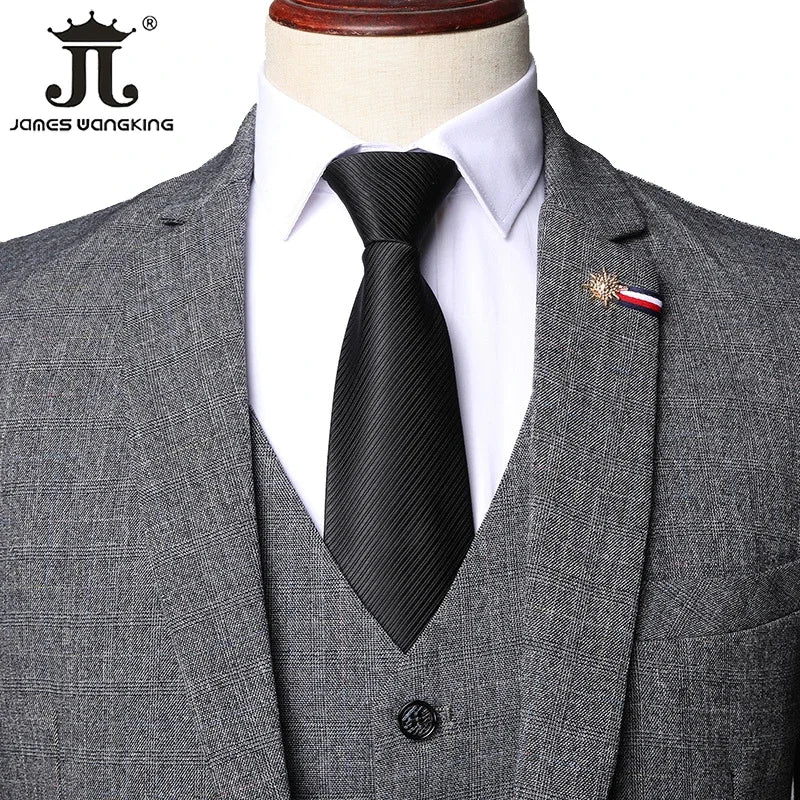 S-5XL (Jacket + Vest + Pants) Retro Gentleman Classic Fashion Plaid Mens Formal Business Slim Suit 3Pces Set Groom Wedding Dress - Image 7